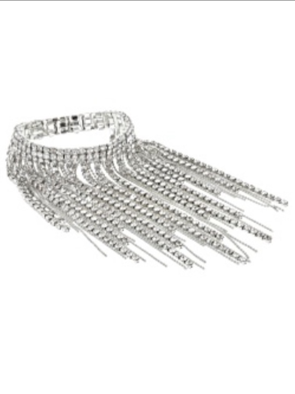 Silver Fringe Crystal Statement Bracelet
